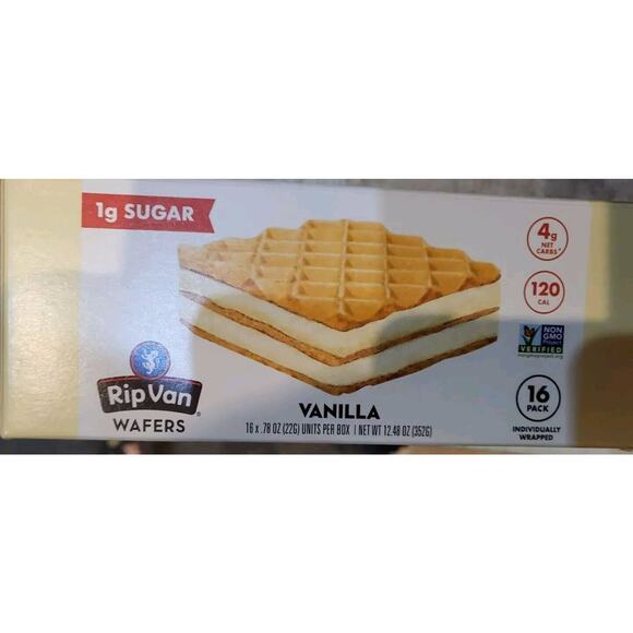 Rip Van Vanilla Keto Wafer Cookies, Healthy Vegan Snack, Non GMO, Low Carb, 16 - Picture 1 of 3